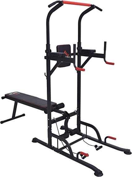 HOMCOM Station de Traction Musculation Multifonctions Fitness Entrainement Complet Barre