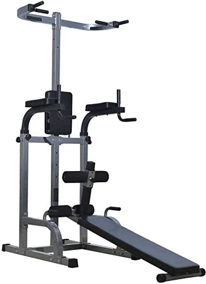 HOMCOM Station de Traction Musculation Chaise Romaine Power Tower Multifonctions